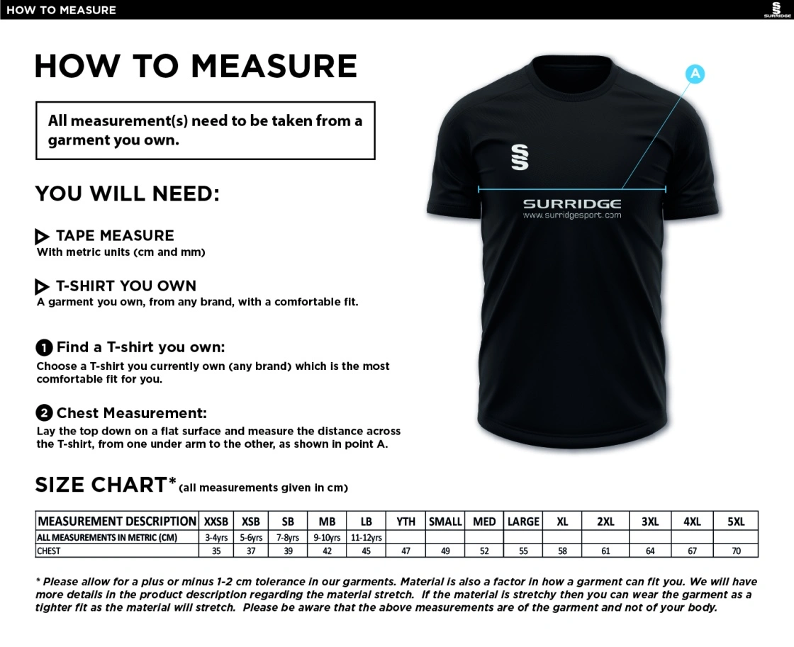 Croxton Kerrial CC Dual Games Shirt : Maroon - Size Guide