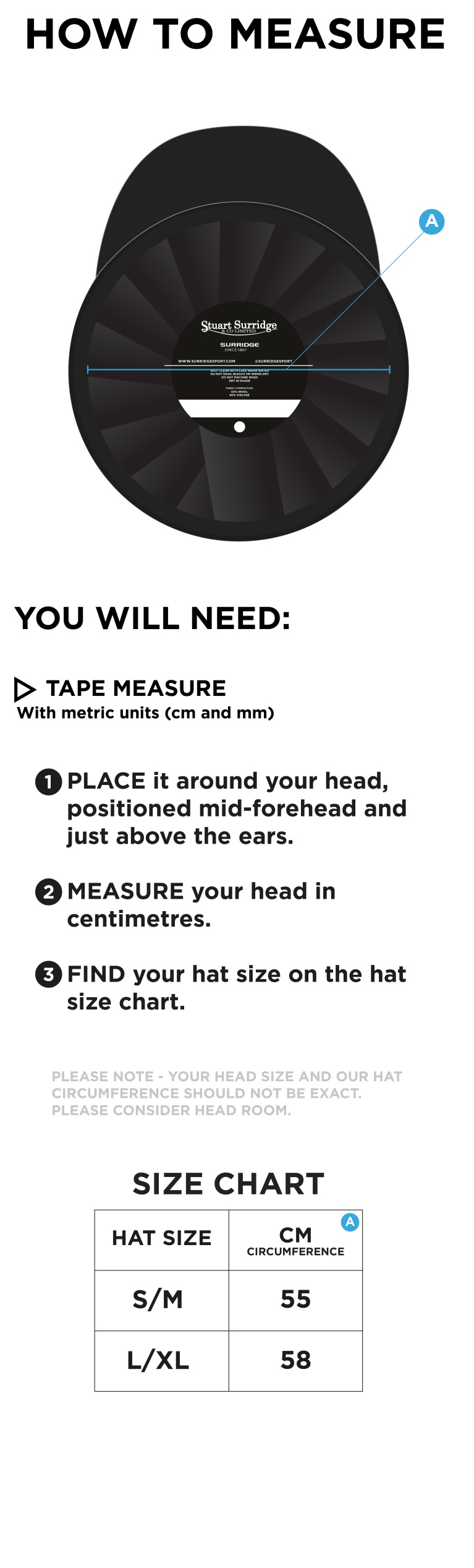 Croxton Kerrial Cricket Club - Baggy Cricket Cap - Size Guide