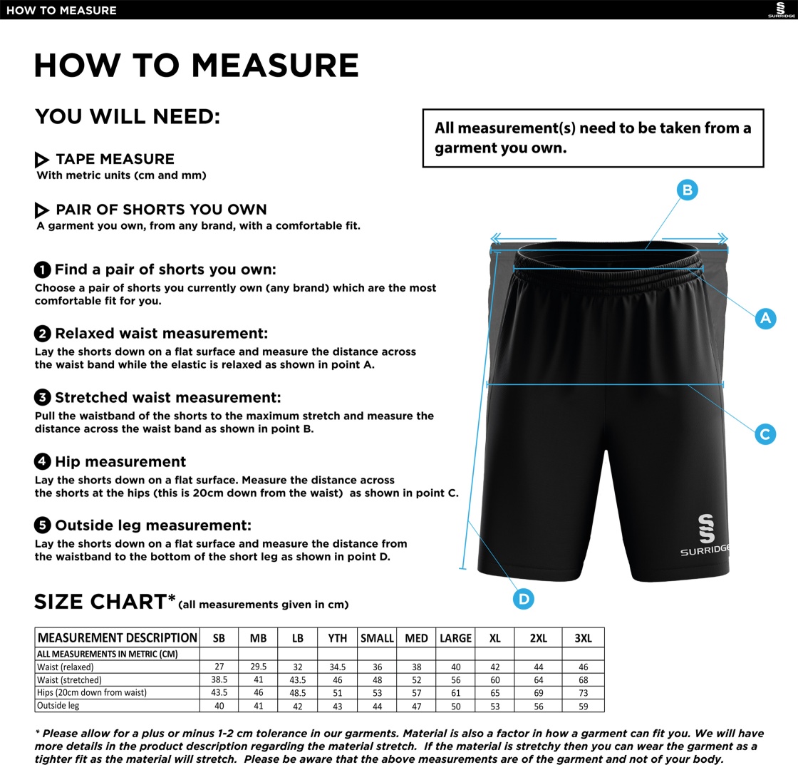 Croxton Kerrial CC Blade Shorts : Navy - Size Guide