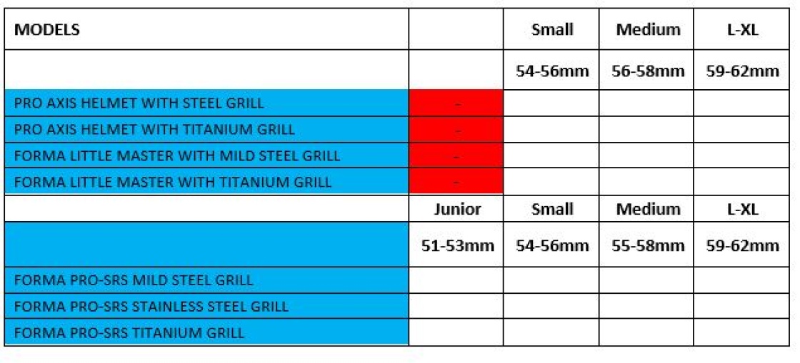 Croxton Kerrial Cricket Club - Pro Axis- Steel Grill - Size Guide